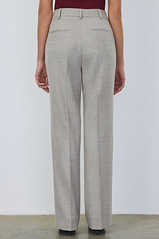 Прямые брюки из шерсти с кашемиром, серо-бежевые
