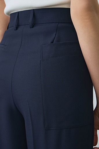 Широкие брюки с отворотами, темно-синие ASHLEY