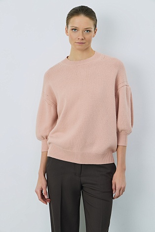 Джемпер с рукавами-фонариками, пудровый