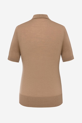 Вязаная футболка-поло, цвет карамель