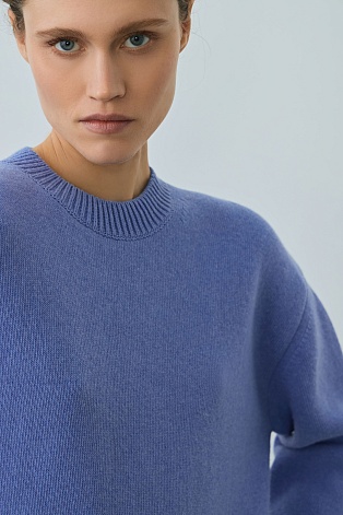 Хлопковый джемпер с кашемиром, голубой