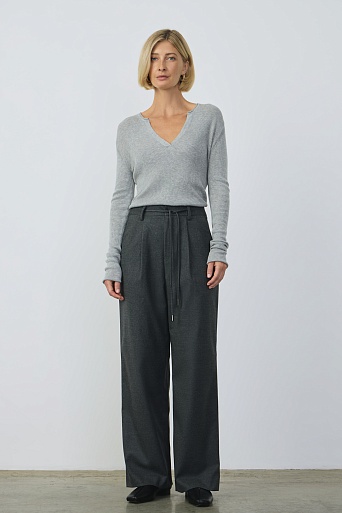 Широкие брюки со шнурком, серые