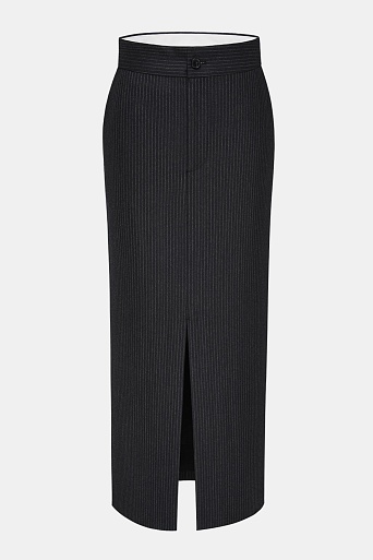 Длинная костюмная юбка в тонкую полоску, черная MARUSYA