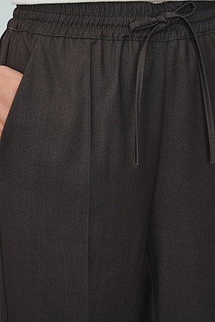 Прямые брюки на кулиске, серо-коричневые