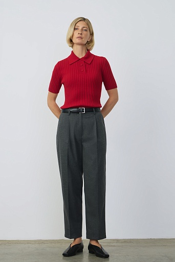 Свободные брюки с защипами, серые