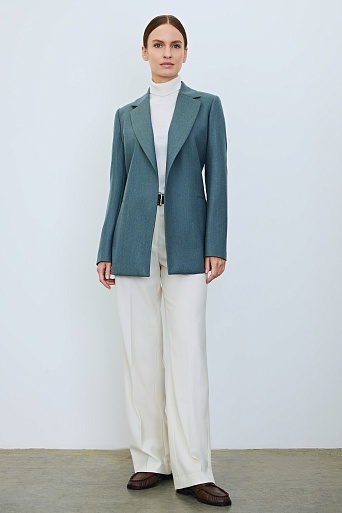 Удлиненный жакет из шерсти на поясе, бирюзовый  Francesca