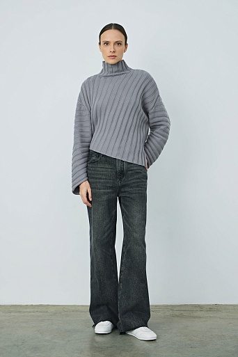 Джемпер в косой рубчик, цвет стальной