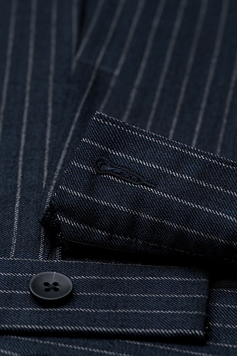 Прямые брюки в полоску, темно-синие MARIA