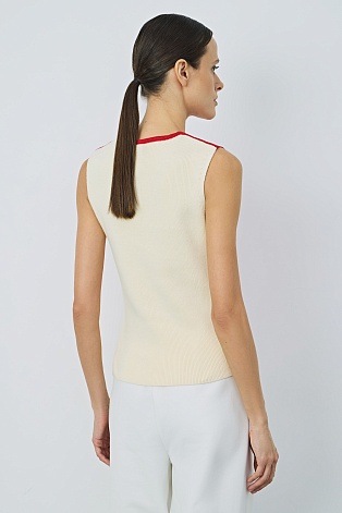 Двухцветный топ в рубчик, молочно-красный