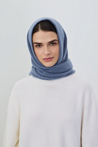 Косынка с ангорой, серо-голубая
