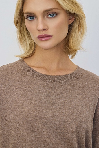 Джемпер из хлопка с коротким рукавом, светло-коричневый