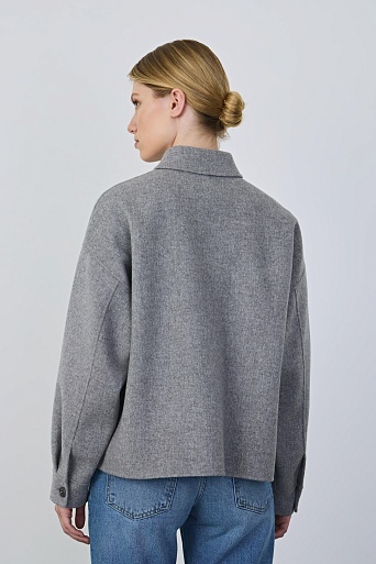 Куртка-рубашка из шерсти, серый меланж