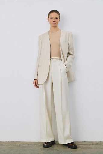 Жакет оверсайз на одной пуговице в полоску, сливочный GIANNA