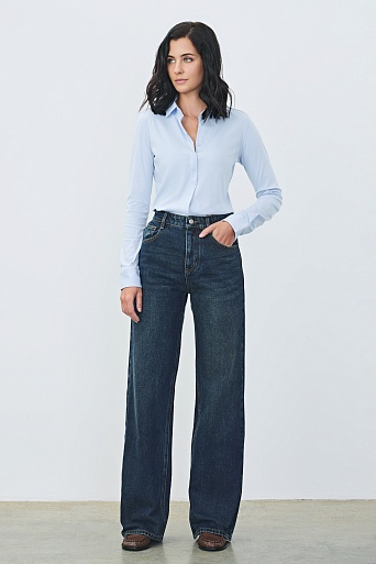 Свободные прямые джинсы, темно-синие 