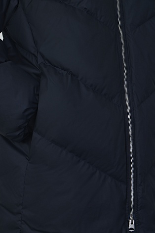 Удлиненный пуховик с капюшоном, темно-синий