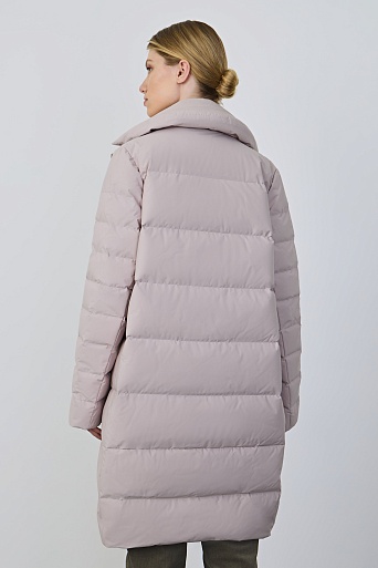 Пуховое пальто-кокон, пудровое