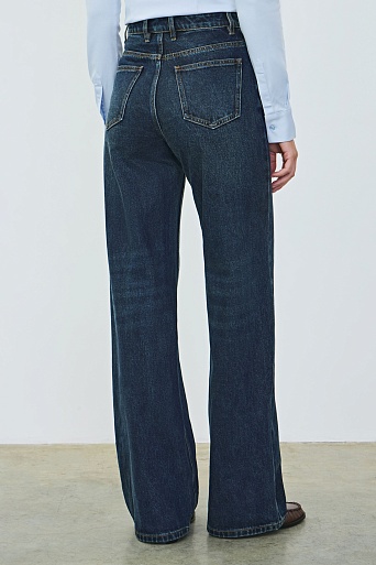 Свободные прямые джинсы, темно-синие 