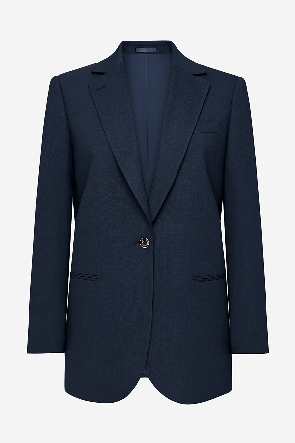 Пиджак на одной пуговице, цвет темно-синий