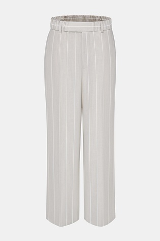 Прямые брюки в полоску на резинке, бежевые TAYLOR