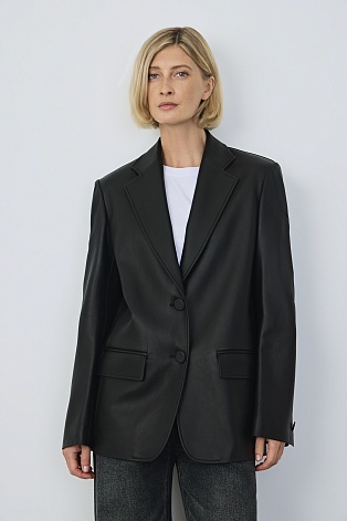 Пиджак из натуральной кожи, черный