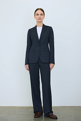 Приталенный жакет на одной пуговице, темно-синий