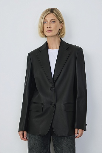 Пиджак из натуральной кожи, черный