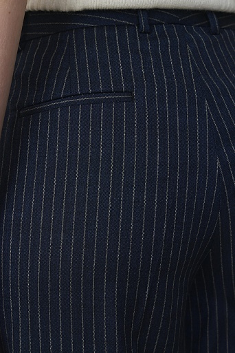 Прямые брюки в полоску, темно-синие MARIA