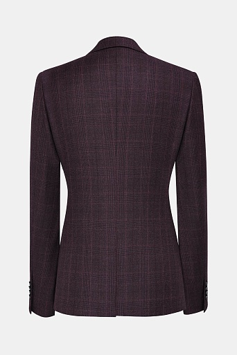 Приталенный жакет на одной пуговице, баклажановый в клетку KARLA