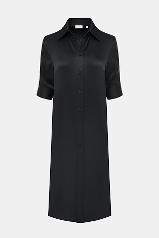 Платье-рубашка на пуговицах, черное