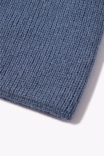 Шапка бини с ангорой, серо-голубая