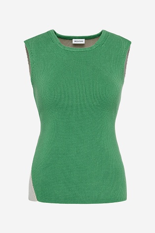 Двухцветный топ в рубчик, бежево-зеленый