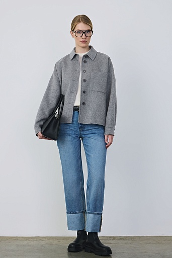 Куртка-рубашка из шерсти, серый меланж