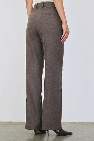 Прямые костюмные брюки с кашемиром, серо-коричневые TYRA