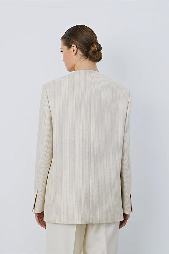 Жакет оверсайз на одной пуговице в полоску, сливочный GIANNA