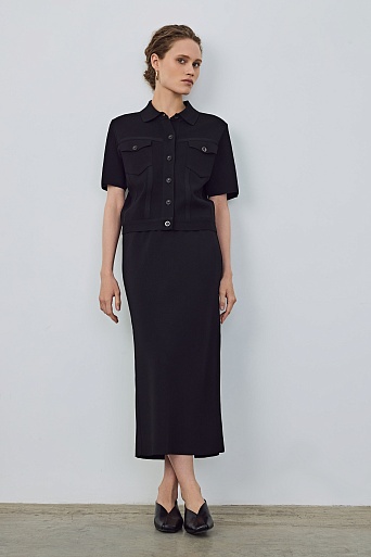 Трикотажный кардиган с коротким рукавом, черный