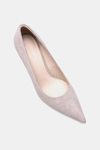 Туфли-лодочки на тонком каблуке, пудровые