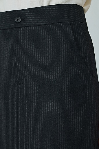 Длинная костюмная юбка в тонкую полоску, черная MARUSYA