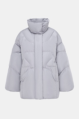 Пуховик с воротником стойкой, серый