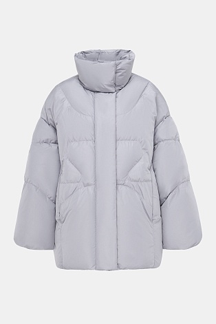 Пуховик с воротником стойкой, серый