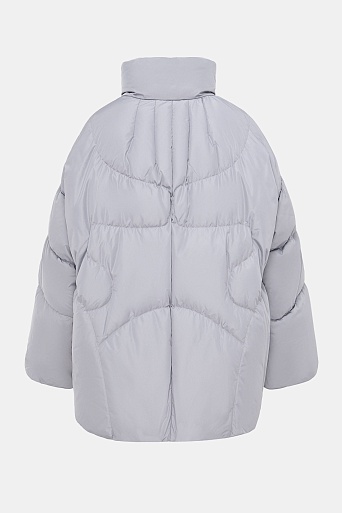 Пуховик с воротником стойкой, серый