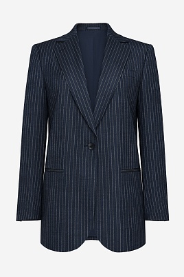 Удлиненный жакет в полоску, темно-синий MILA