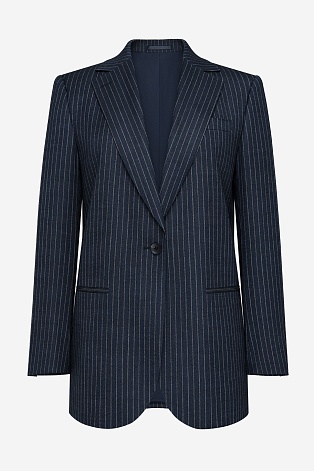 Удлиненный жакет в полоску, темно-синий M