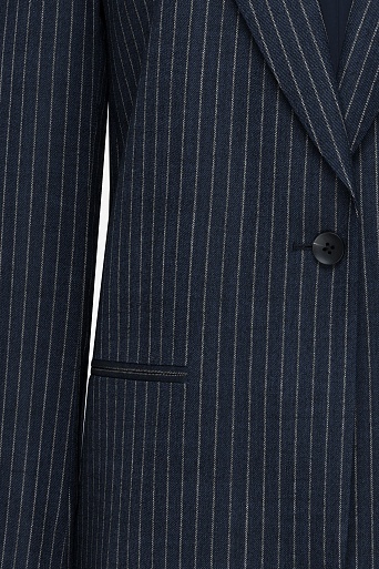 Удлиненный жакет в полоску, темно-синий MILA