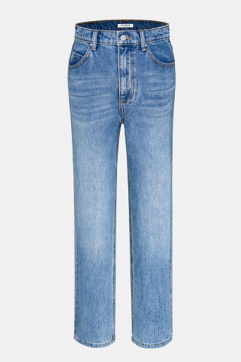 Зауженные джинсы с потертостями, голубые