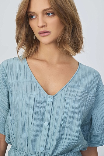 Комбинезон из жатой ткани, голубой