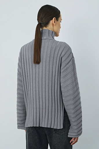 Джемпер в косой рубчик, цвет стальной