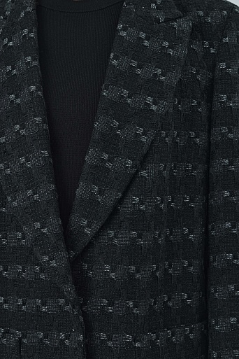 Жакет оверсайз на одной пуговице, черный с узором ANDREA