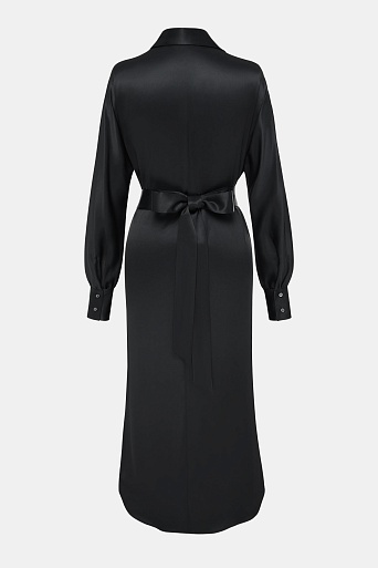 Платье-рубашка с длинным рукавом, черное