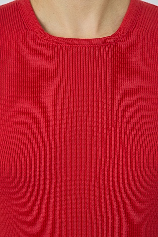 Двухцветный топ в рубчик, молочно-красный