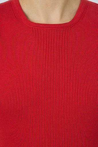 Двухцветный топ в рубчик, молочно-красный